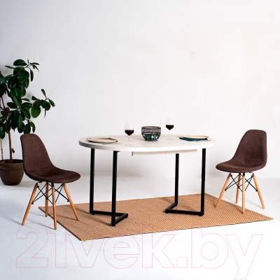 Обеденный стол Millwood Лофт Лондон раздвижной / D100 100-140x100x76 (белый/металл черный)