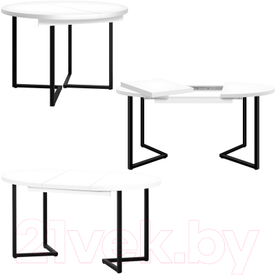 Обеденный стол Millwood Лондон D110 раздвижной / 110-150x110x76 (белый/металл черный)