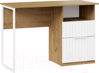Письменный стол ТриЯ Хилтон тип 1 (дуб крафт золотой/белый матовый) - фото