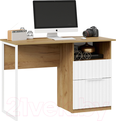 Письменный стол ТриЯ Хилтон тип 1 (дуб крафт золотой/белый матовый)