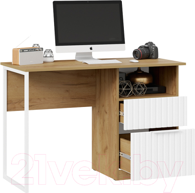 Письменный стол ТриЯ Хилтон тип 1 (дуб крафт золотой/белый матовый)