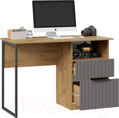 Письменный стол ТриЯ Хилтон тип 1 (дуб крафт золотой/графит матовый)