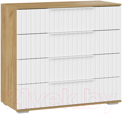 Комод ТриЯ Хилтон (дуб крафт золотой/белый матовый) - фото
