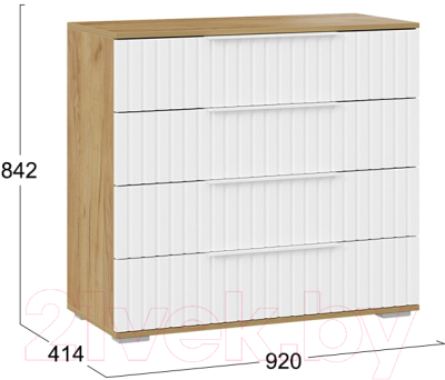 Комод ТриЯ Хилтон (дуб крафт золотой/белый матовый)