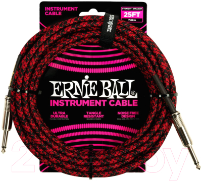 Кабель Ernie Ball 6398 (7.62м, красный/черный)