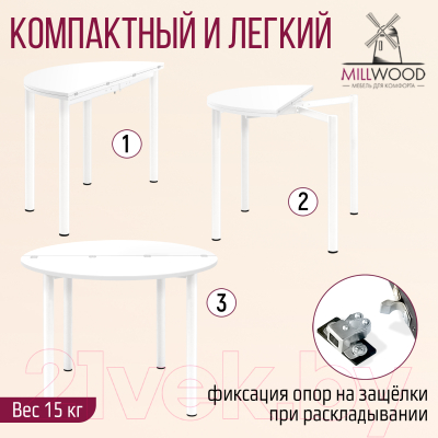 Обеденный стол Millwood Далис 1 (белый/металл белый)