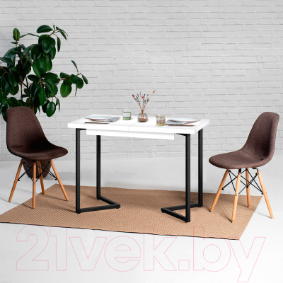 Обеденный стол Millwood Лофт Лондон Л 100-140x60x76 (белый/металл черный)