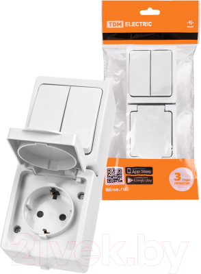 Блок выключатель+розетка TDM Вуокса SQ1803-1013