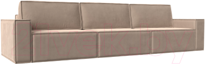 Диван Лига Диванов Куба Лонг (велюр бежевый) - фото