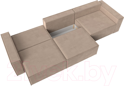 Диван Лига Диванов Куба Лонг (велюр бежевый)