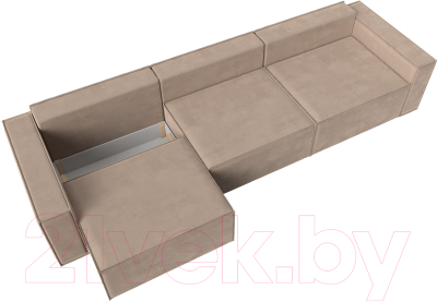 Диван Лига Диванов Куба Лонг (велюр бежевый)