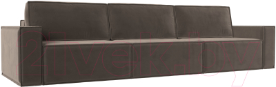 Диван Лига Диванов Куба Лонг (велюр коричневый) - фото