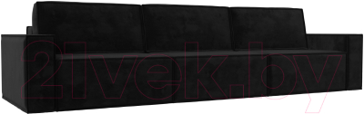 Диван Лига Диванов Куба Лонг (велюр черный) - фото