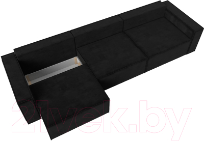 Диван Лига Диванов Куба Лонг (велюр черный)