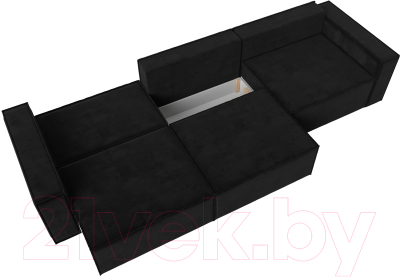 Диван Лига Диванов Куба Лонг (велюр черный)