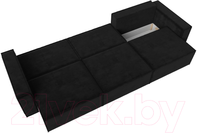 Диван Лига Диванов Куба Лонг (велюр черный)