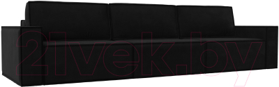 Диван Лига Диванов Куба Лонг (микровельвет черный) - фото