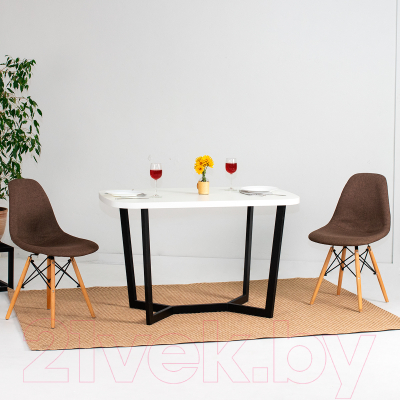 Обеденный стол Millwood Лофт Мюнхен Л 120x70x75 (белый/металл черный)
