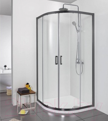 Душевой уголок Aquatek 80x200 / AQ ARI RO 08020BL (черный/прозрачное стекло)