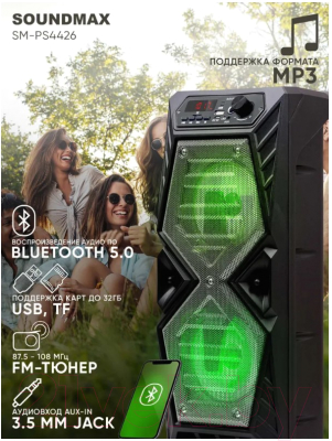 Портативная колонка SoundMax SM-PS4426 (черный)