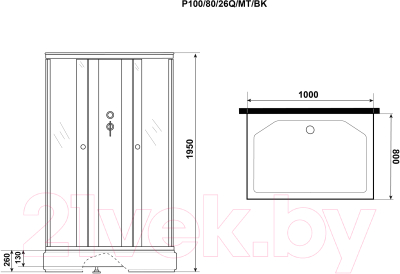 Душевая кабина Niagara Promo P100/80/26Q/MT/BK 100x80x215