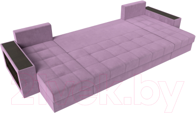 Диван П-образный Лига Диванов Дубай полки слева (микровельвет сиреневый)