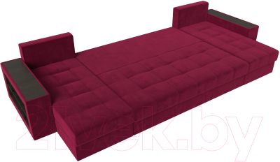 Диван П-образный Лига Диванов Дубай полки слева (микровельвет бордовый)