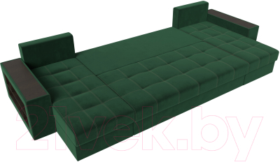 Диван П-образный Лига Диванов Дубай полки слева (велюр зеленый)