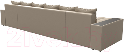 Диван П-образный Лига Диванов Дубай полки справа (экокожа бежевый)