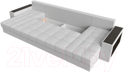 Диван П-образный Лига Диванов Дубай полки справа (экокожа белый)