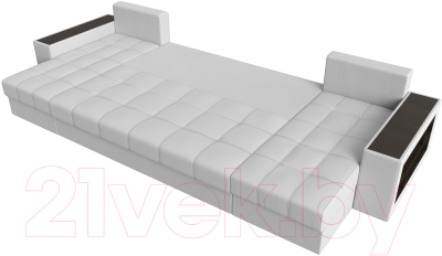 Диван П-образный Лига Диванов Дубай полки справа (экокожа белый)