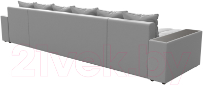 Диван П-образный Лига Диванов Дубай полки справа (экокожа белый)