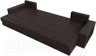 Диван П-образный Лига Диванов Дубай полки справа (экокожа коричневый)