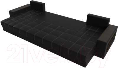 Диван П-образный Лига Диванов Дубай полки справа (экокожа черный)