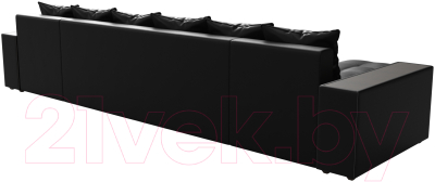 Диван П-образный Лига Диванов Дубай полки справа (экокожа черный)