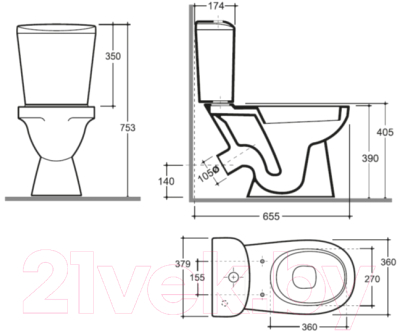 Унитаз напольный Керамин Лаго Инкоер
