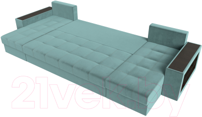 Диван П-образный Лига Диванов Дубай полки справа (велюр бирюзовый)