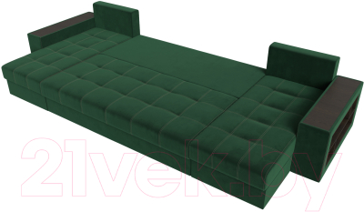 Диван П-образный Лига Диванов Дубай полки справа (велюр зеленый)