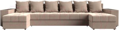 Диван П-образный Лига Диванов Дубай полки справа (велюр бежевый)