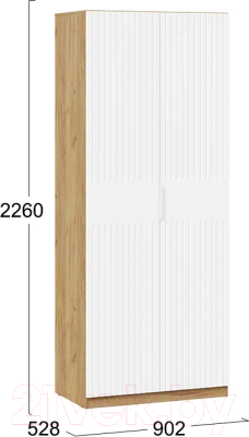 Шкаф ТриЯ Хилтон для одежды (дуб крафт золотой/белый матовый)