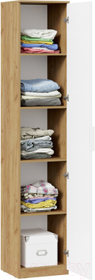 Шкаф-пенал ТриЯ Хилтон для белья исп.2 (дуб крафт золотой/белый матовый)