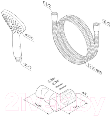 Душевой гарнитур AM.PM Gem F0119000
