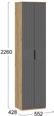 Шкаф ТриЯ Хилтон для одежды исп.2 (дуб крафт золотой/графит матовый)