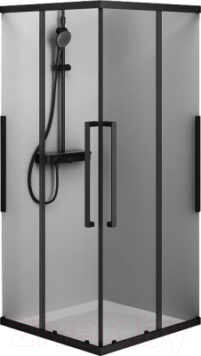 Душевой уголок AM.PM Func Square Slide 90x90 / W84G-403-9090-BТ (черный/прозрачное стекло) - фото