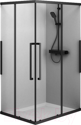 Душевой уголок AM.PM Func Square Slide 120x80 / W84G-403-12080-BТ (черный/прозрачное стекло) - фото