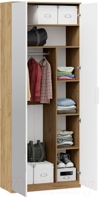 Шкаф ТриЯ Хилтон комбинированный с 2 дверьми исп.2 (дуб крафт золотой/белый матовый)