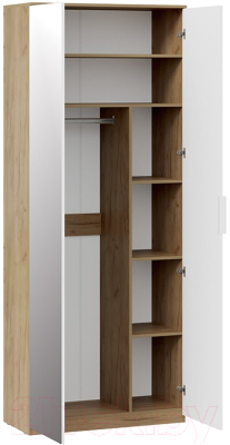 Шкаф ТриЯ Хилтон комбинированный с 2 дверьми исп.2.1 (дуб крафт золотой/белый матовый)