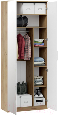 Шкаф ТриЯ Хилтон комбинированный с 2 дверьми исп.2.1 (дуб крафт золотой/белый матовый)