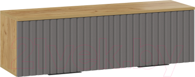 Шкаф навесной ТриЯ Хилтон 1100 (дуб крафт золотой/графит матовый) - фото