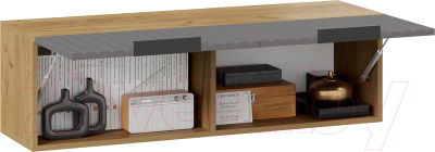 Шкаф навесной ТриЯ Хилтон 1100 (дуб крафт золотой/графит матовый)